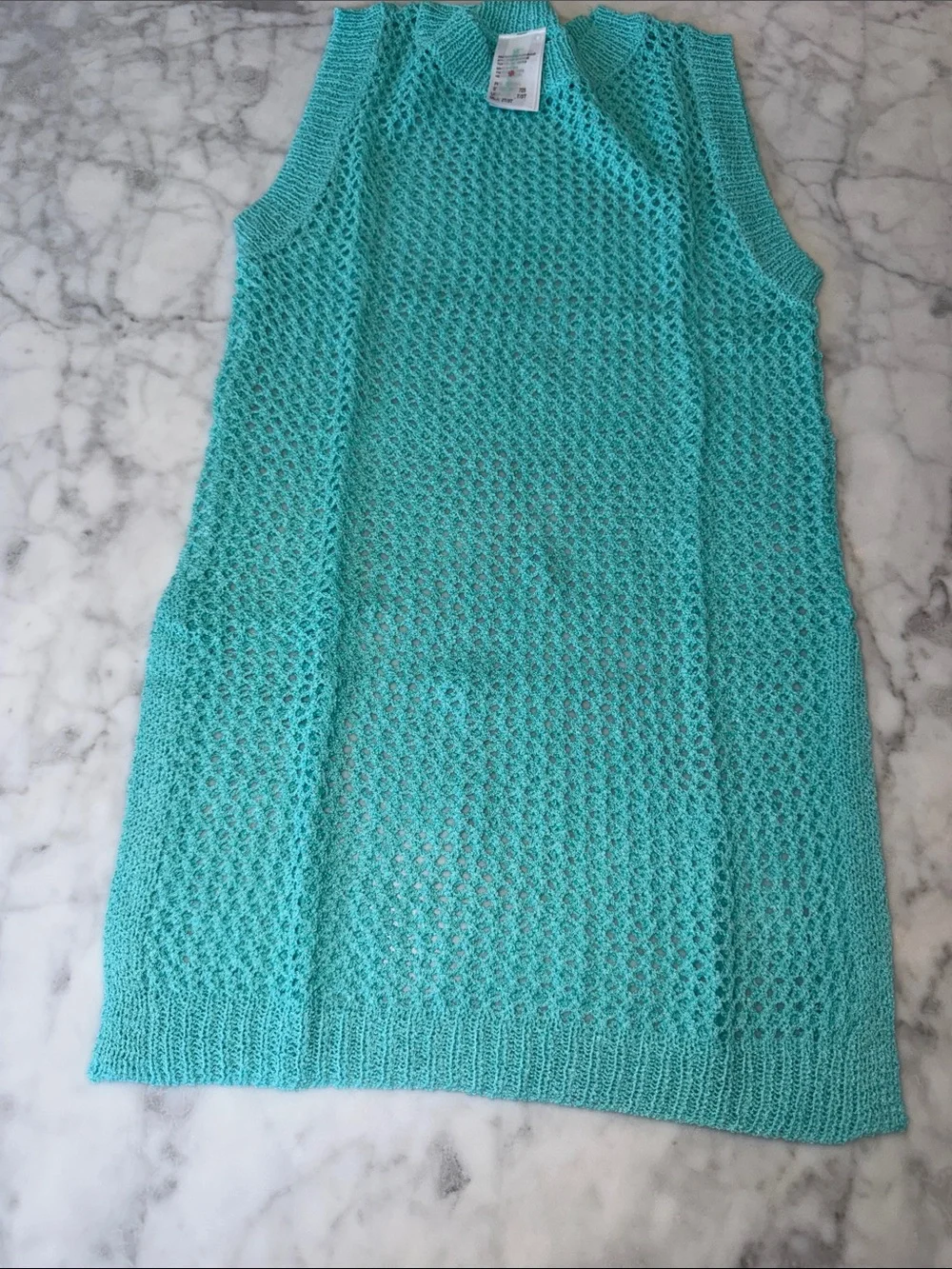 NWOT Beach Lingo Sleeveless Crochet Knit COVERUP - Aqua 2/3T